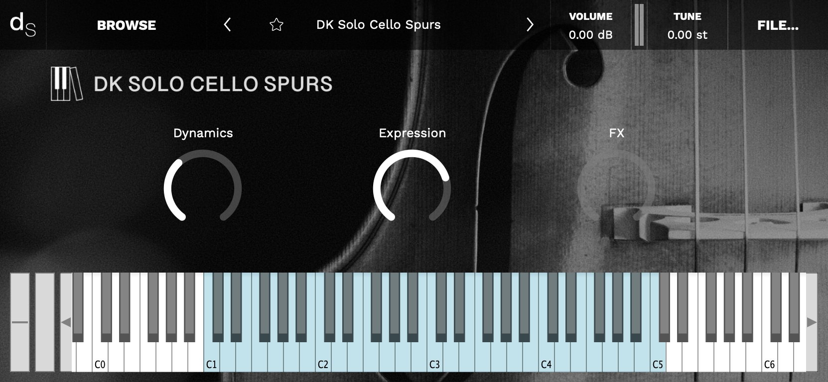 Solo Cello Spurs Decent Sampler Library Screenshot