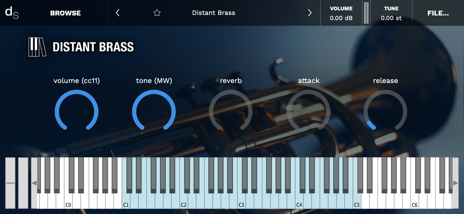 Distant Brass Decent Sampler Library Screenshot