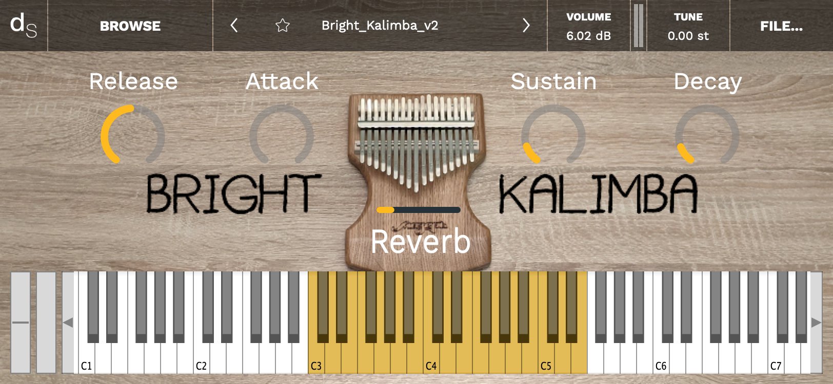 Bright Kalimba Decent Sampler Library Screenshot