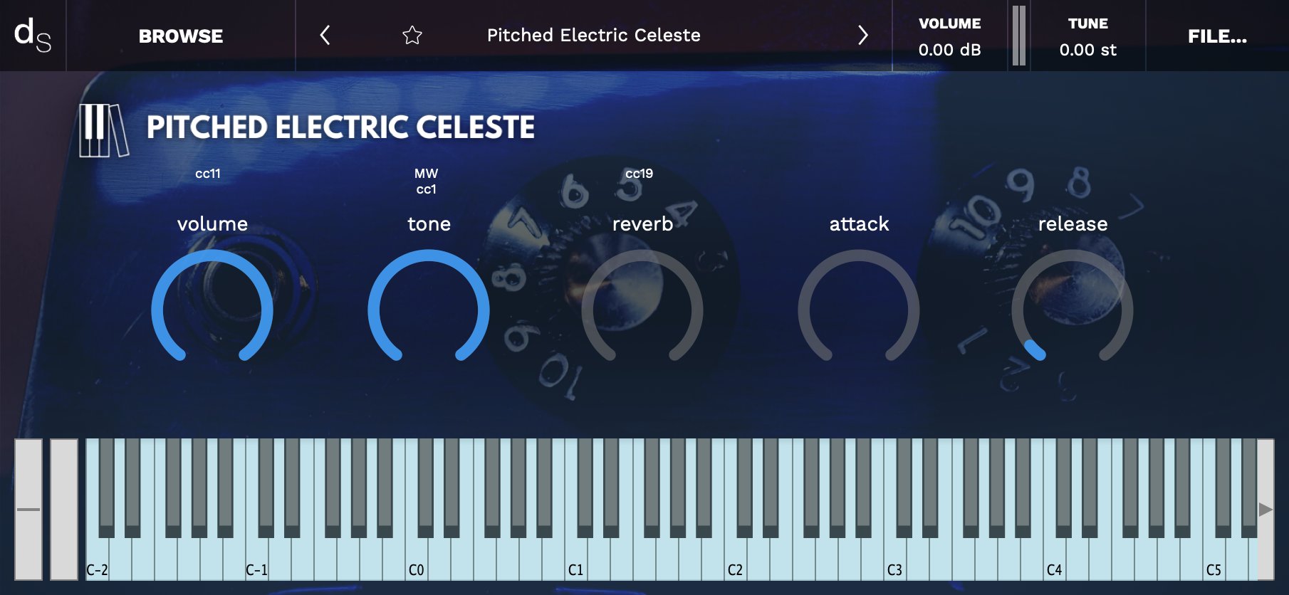 Pitched Electric Celeste Decent Sampler Library Screenshot